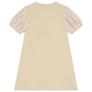 Girls Beige Bag Logo Dress