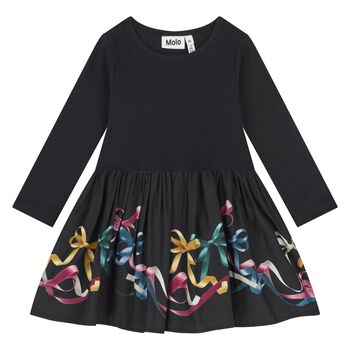 Younger Girls Black Bow Dress
