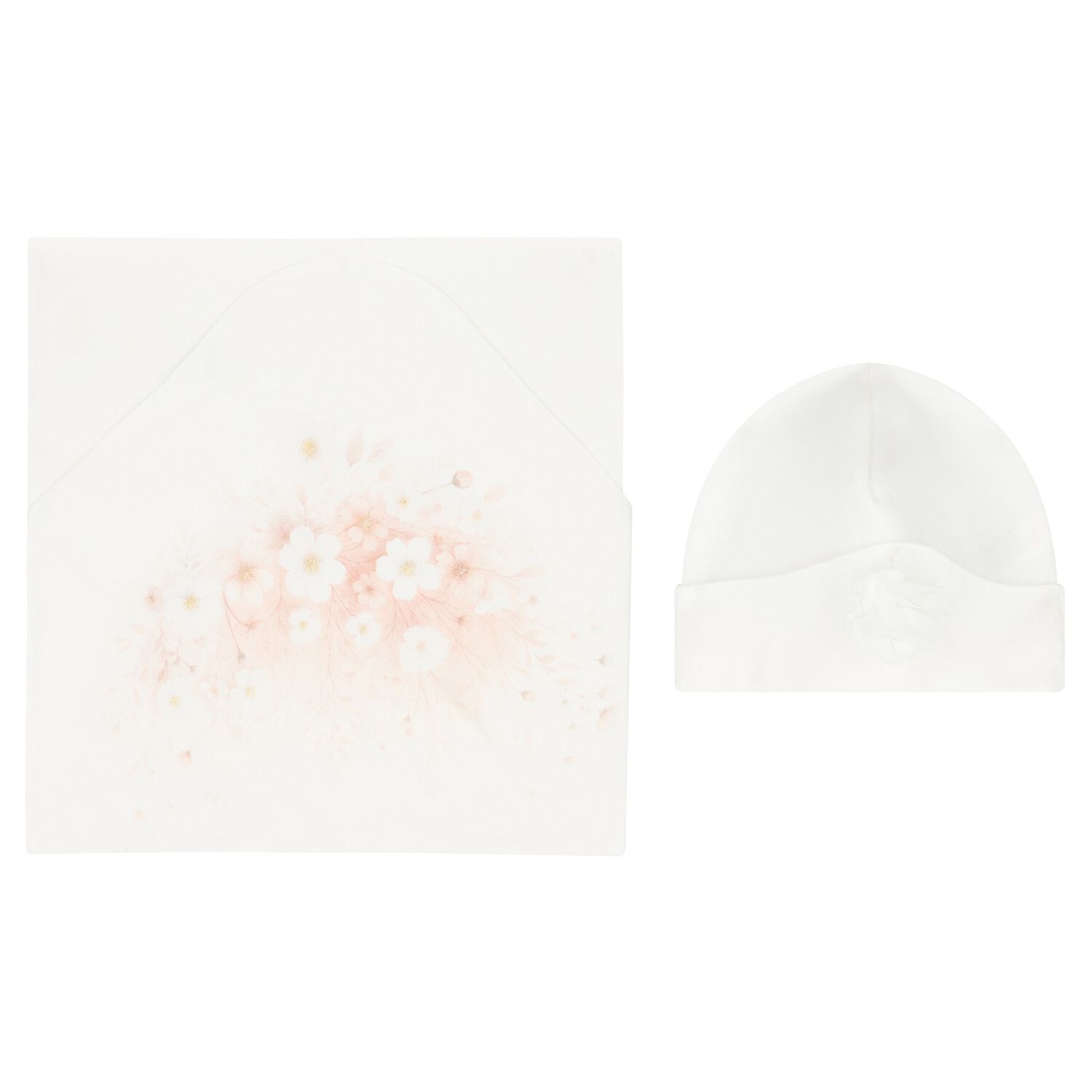 طقم بطانية باللون عاجية مزخرفة بالزهور للبنات , 2, hi-res