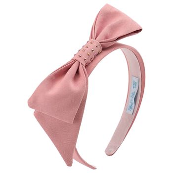 Girls Pink Crepe Bow Headband