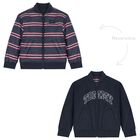 Boys Navy Blue Reversible Puffer Jacket, 1, hi-res