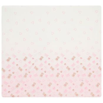 Baby Girls Ivory & Pink Teddy Bear Blanket