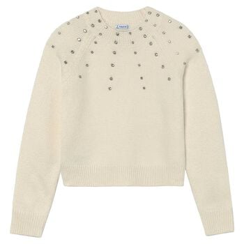 Girls Beige Rhinestone Jumper