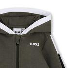 Younger Boys Green Hooded Zip Up Top, 2, hi-res