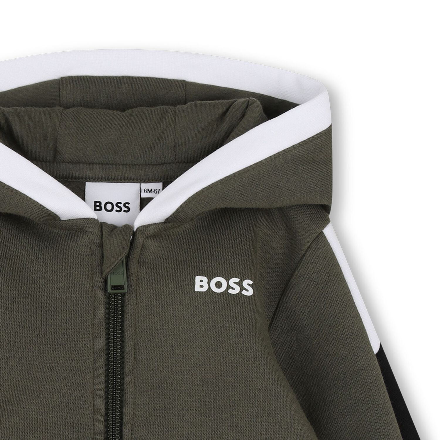 Younger Boys Green Hooded Zip Up Top, 2, hi-res