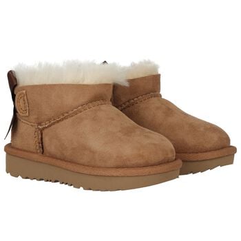 Younger Girls Beige Ultra Mini Bailey Bow Boots