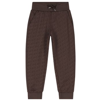 Boys Brown Logo Joggers