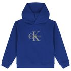 Boys Blue Logo Hooded Top, 1, hi-res