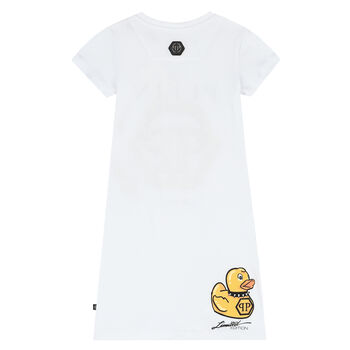 Girls White Logo Dress