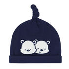 Baby Boys Navy Teddy Hat, 1, hi-res