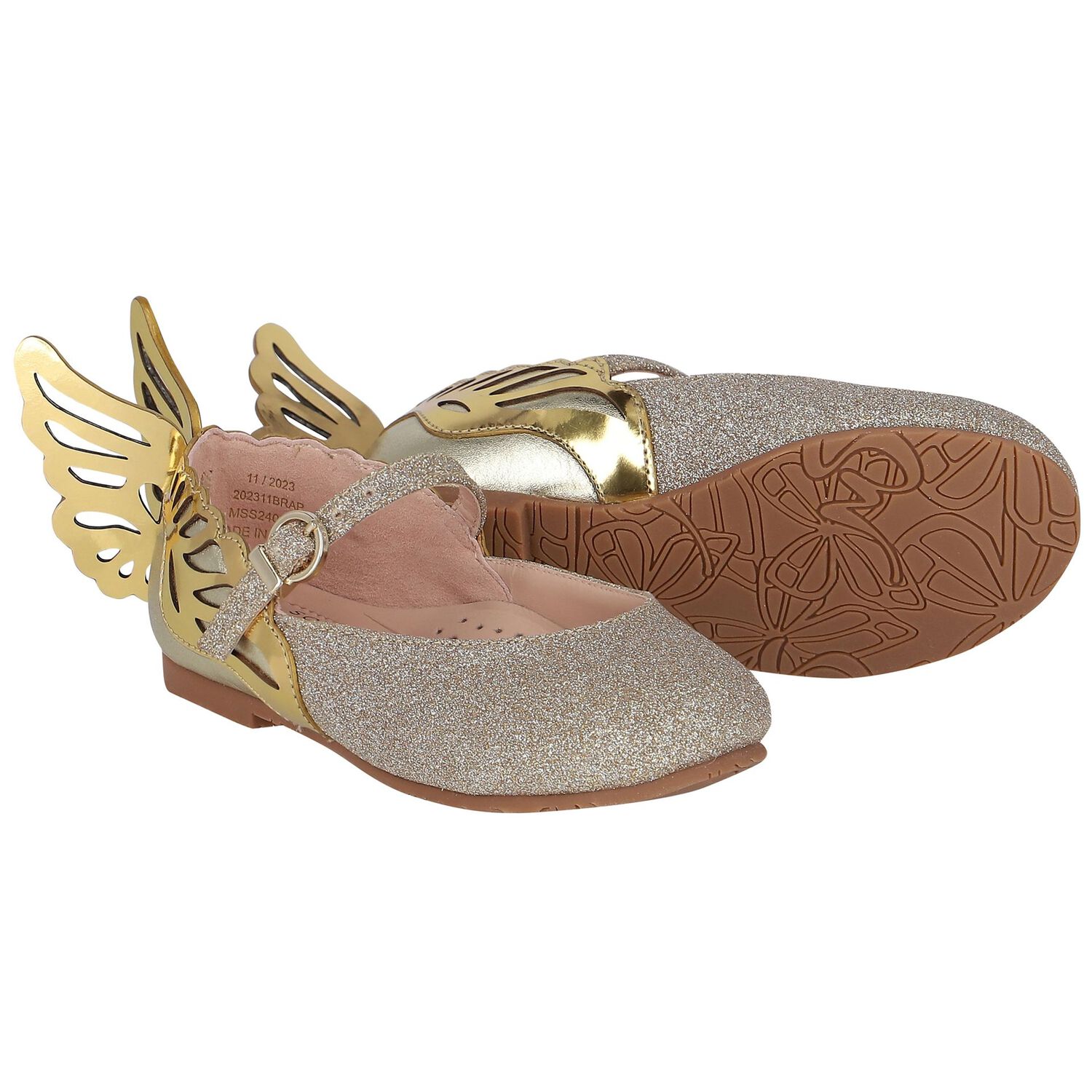 Girls Gold Glitter Heavenly Shoes, 1, hi-res image number null