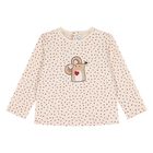 Younger Girls Beige Mouse Long Sleeve Top, 1, hi-res