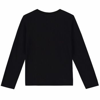 Boys Black Logo Long Sleeve Top