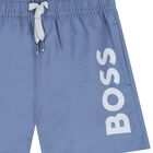 Younger Boys Blue Logo Swim Shorts, 4, hi-res