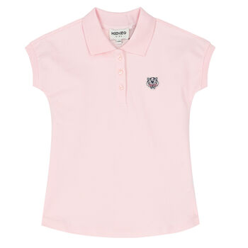 KENZO KIDS Younger Girls Pink Tiger Polo Dress, 2 Younger Girls Pink Tiger Polo Dress