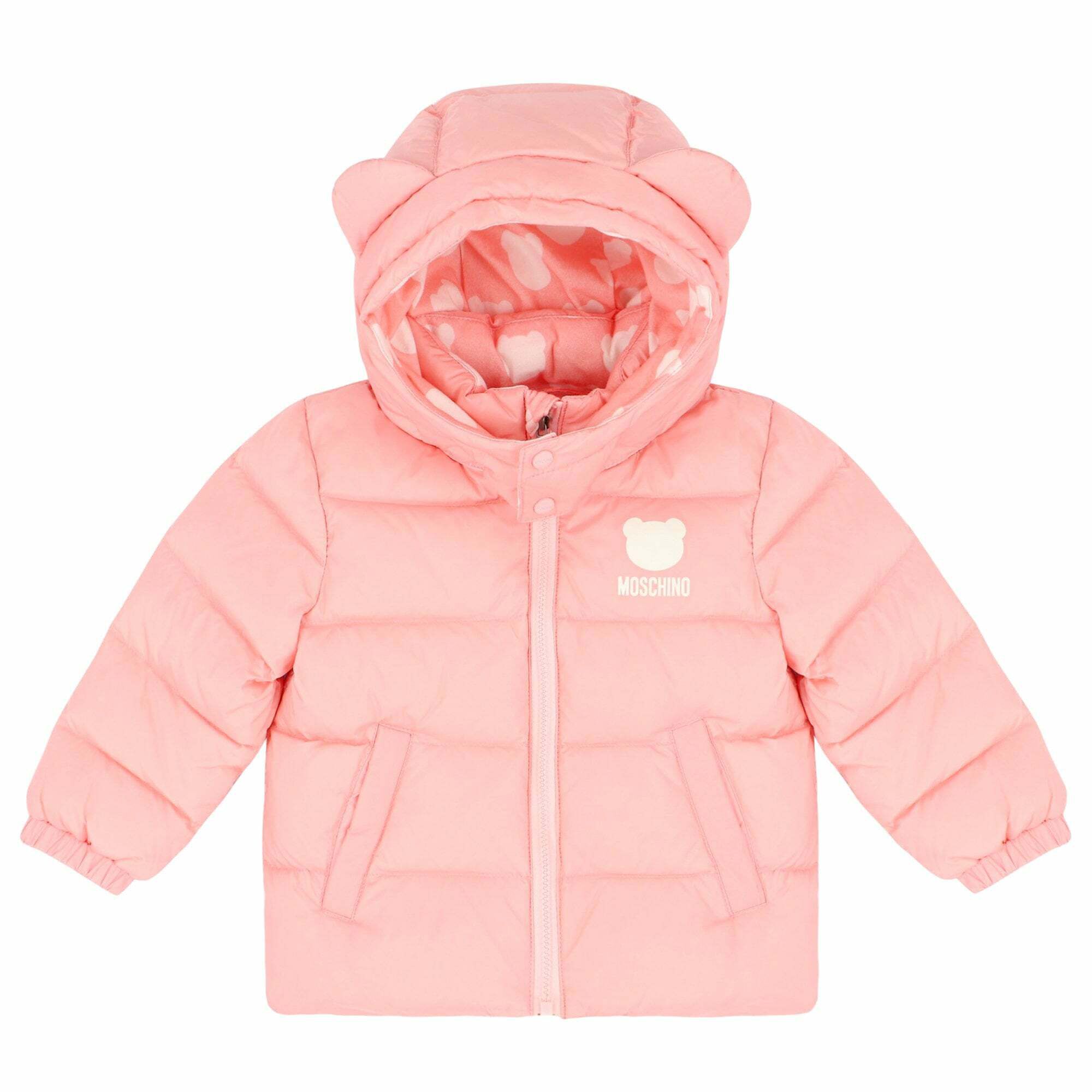 Moschino Younger Girls Pink Logo Coat Junior Couture USA