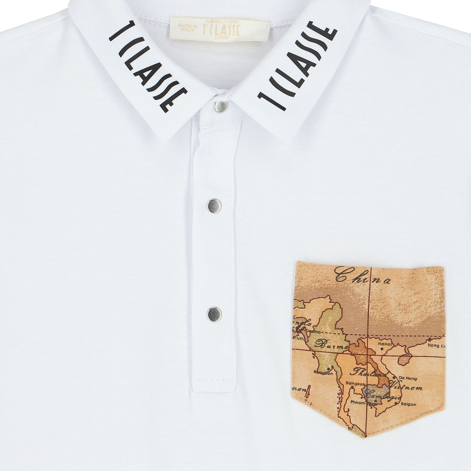 Boys White Geo Map Polo Shirt, 3, hi-res image number null