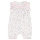 Baby Girls White & Pink Heart Romper, 1, hi-res
