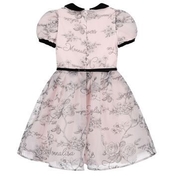 Girls Pink Organza Rose Dress
