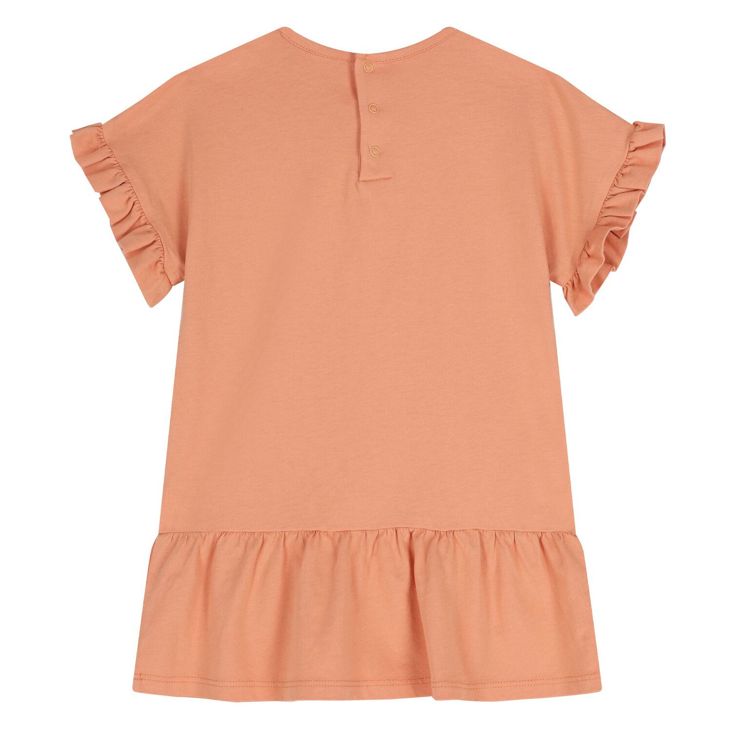 Younger Girls Orange Logo Ruffle Dress, 1, hi-res