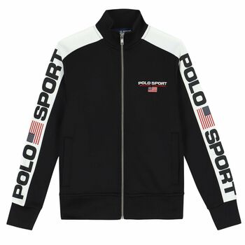 Older Boys Black & White Logo Zip Up Top