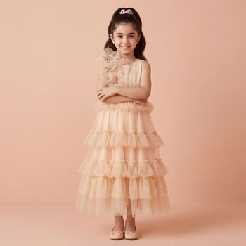  Girls Pink Sequin Tiered Dress