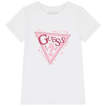 Girls White Glittery Logo T-Shirt