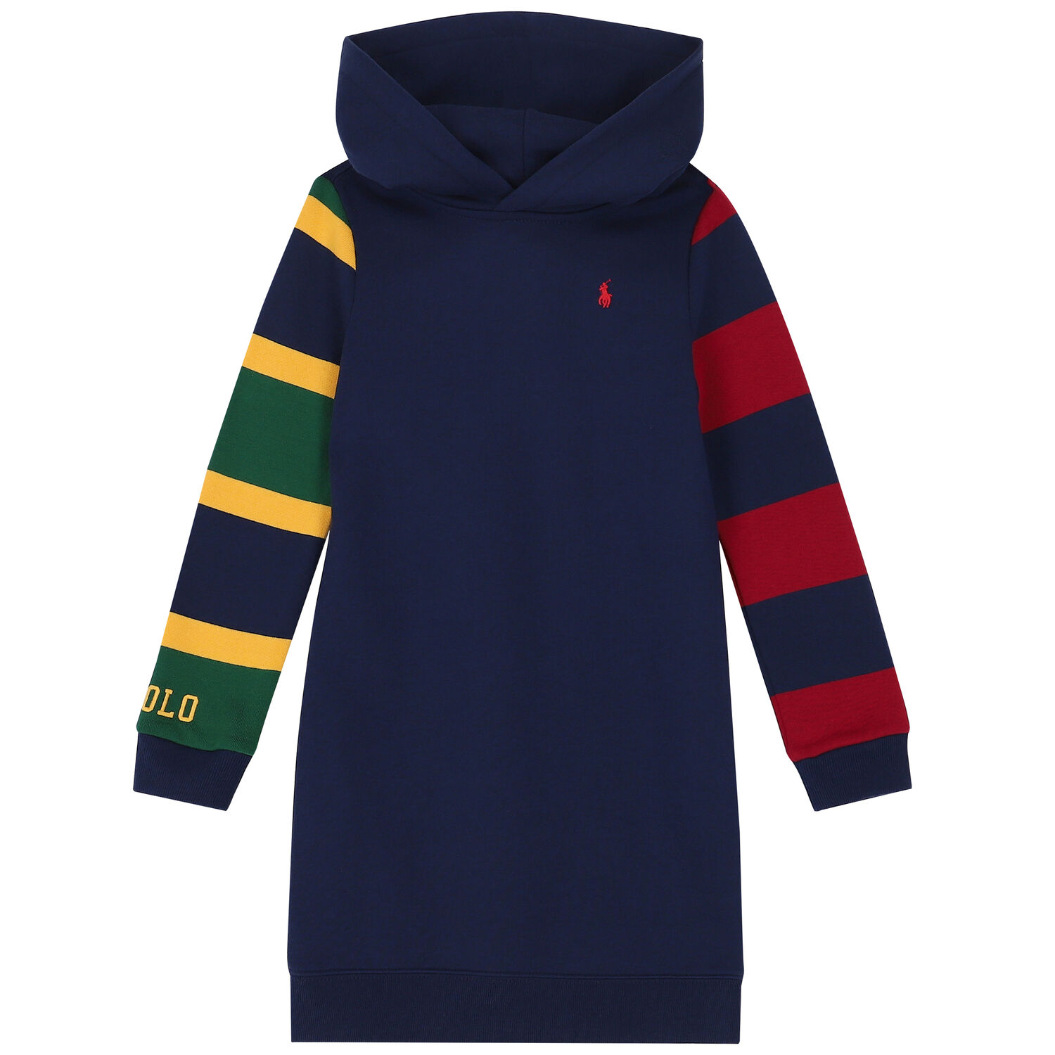 Girls Navy Logo Hooded Dress, 1, hi-res image number null