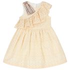 Girls Ivory Broderie Anglaise Ruffle Dress, 1, hi-res