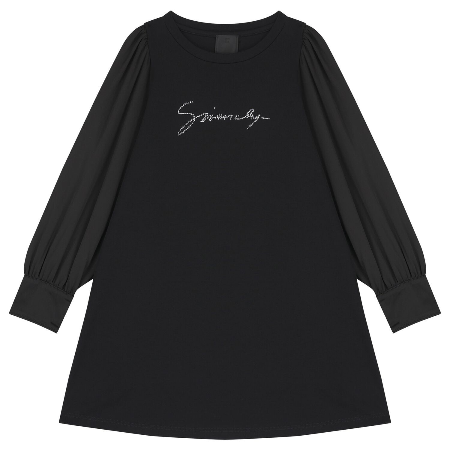 Girls Black Logo Dress, 1, hi-res