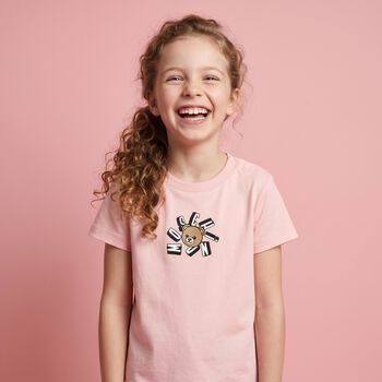 Younger Girls Pink Teddy Bear Logo T-Shirt