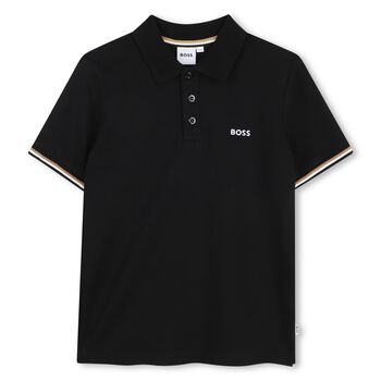 Boys Mini-Me Black Logo Polo Shirt