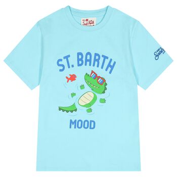 Boys Blue Crocodile Logo T-Shirt