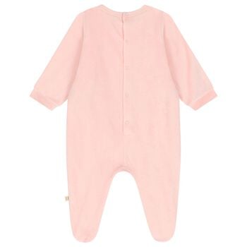Baby Girls Pink & White Logo Babygrow