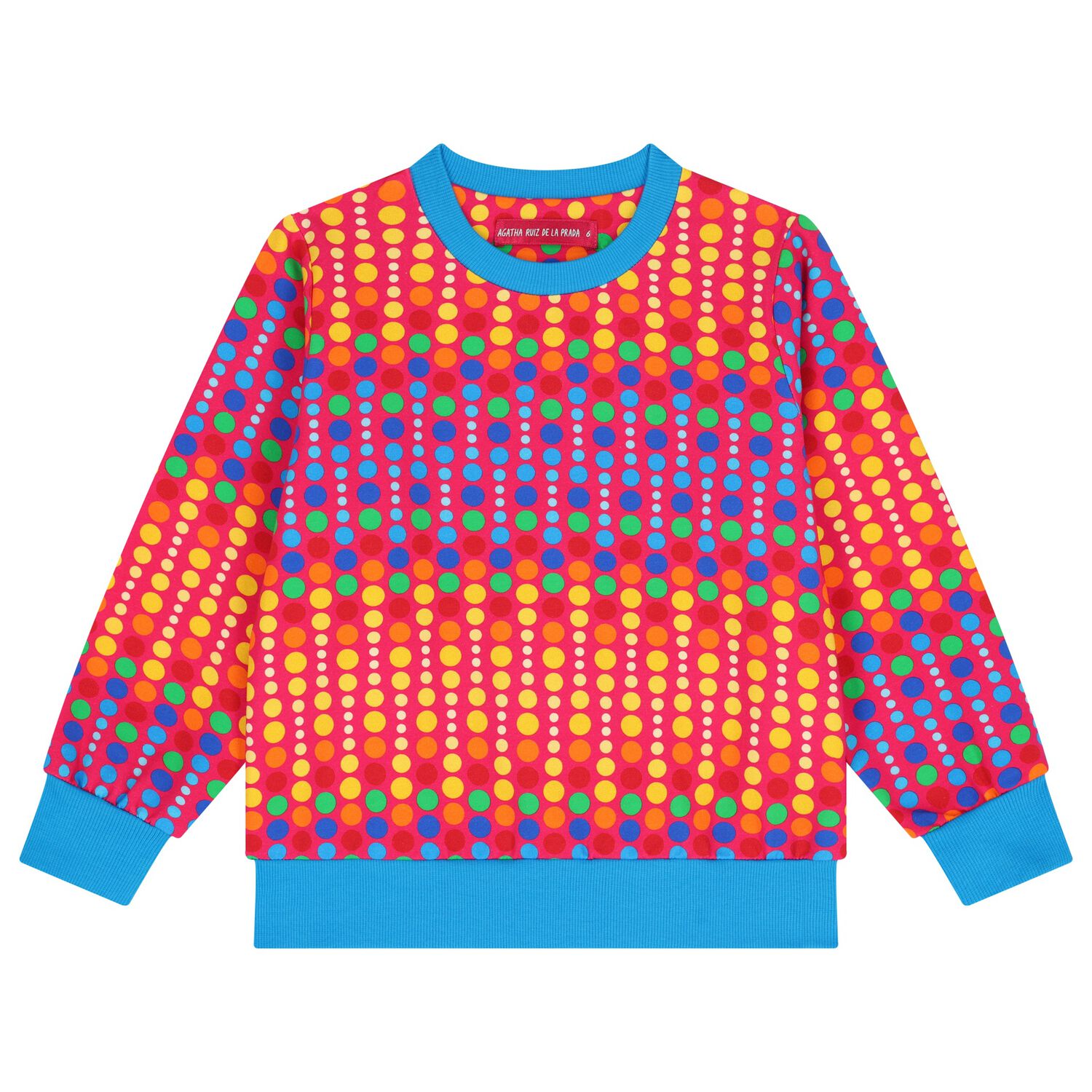 Girls Pink & Blue Dots Sweatshirt, 1, hi-res