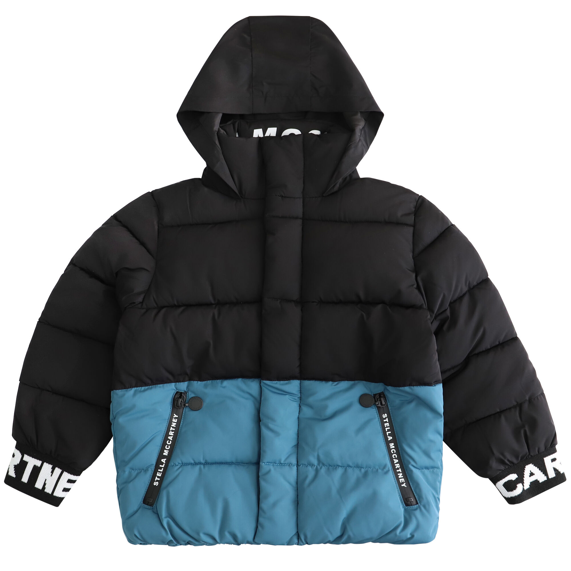 Stella McCartney Boys Black Blue Logo Puffer Jacket Junior Couture USA