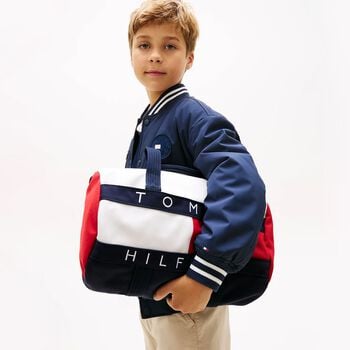 Navy Blue, White & Red Duffel Bag