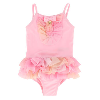 Girls Pink Tulle Swimsuit