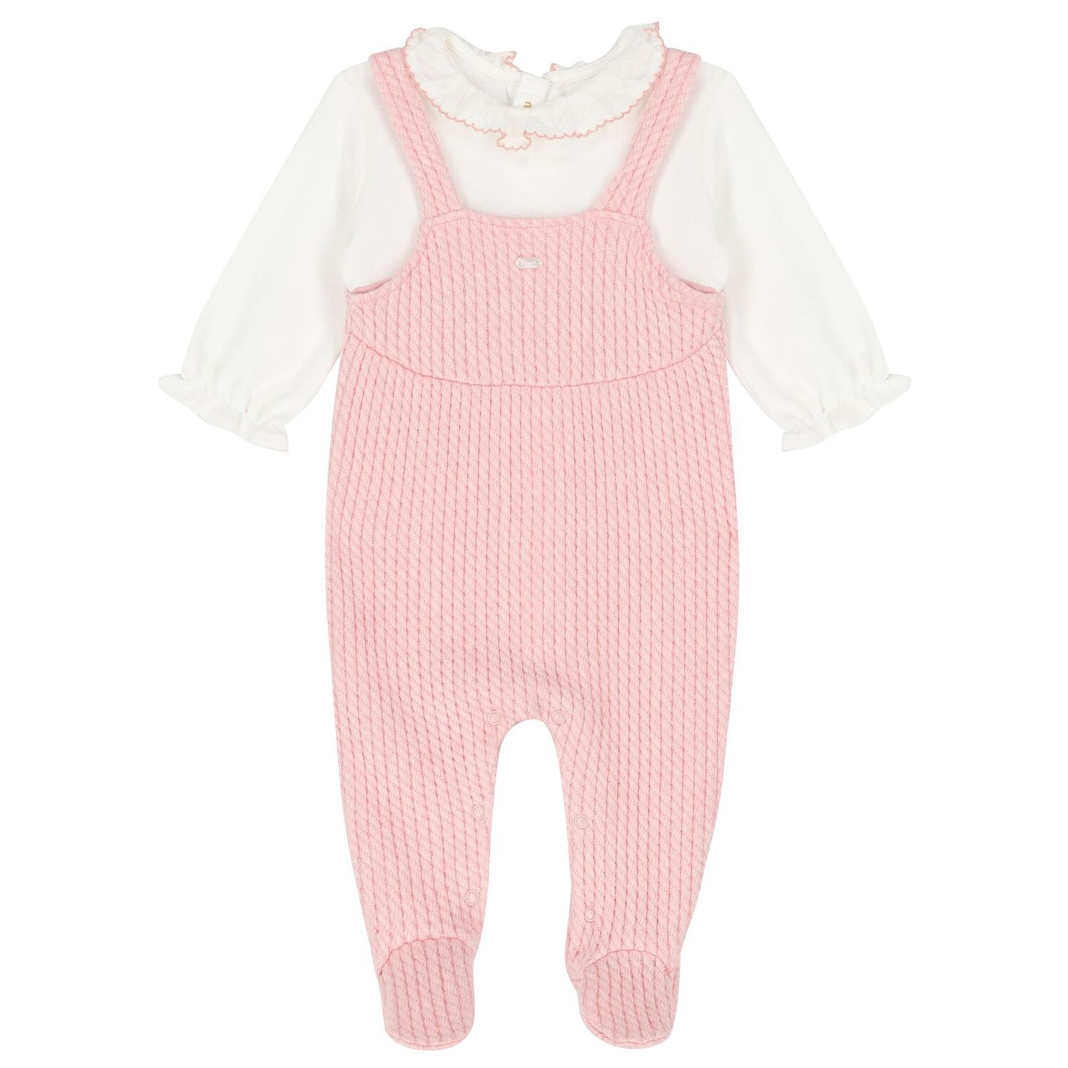 Baby Girls White & Pink Logo Babygrow Set, 1, hi-res
