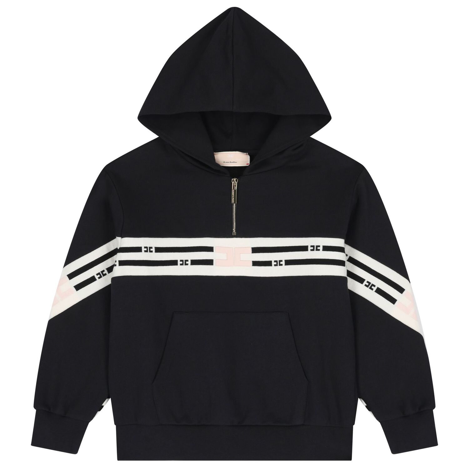 Girls Black Logo Hooded Top, 1, hi-res image number null