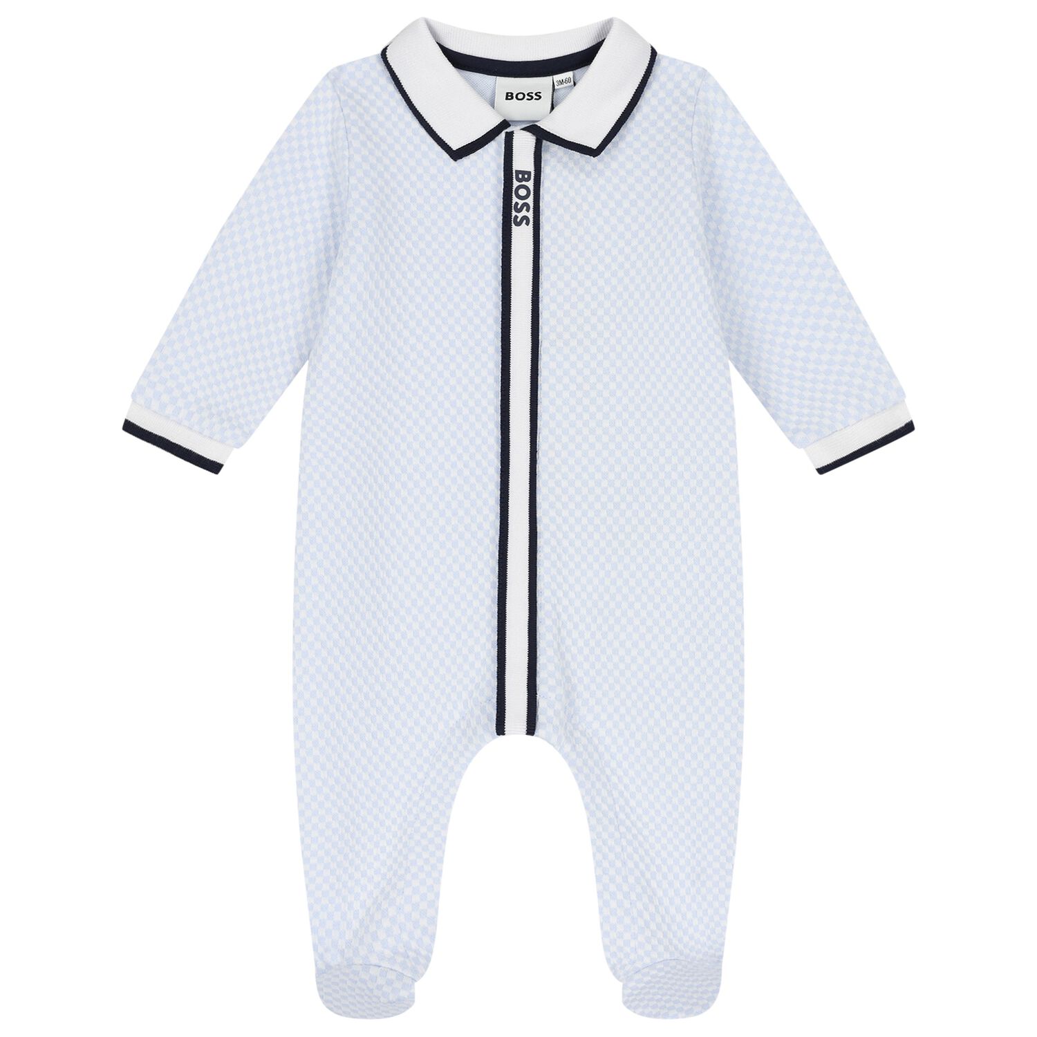 HUGO BOSS - Velour Collar Babygrow -  Blue main image 0