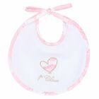 Baby Girls White & Pink Geo Map Bib, 1, hi-res