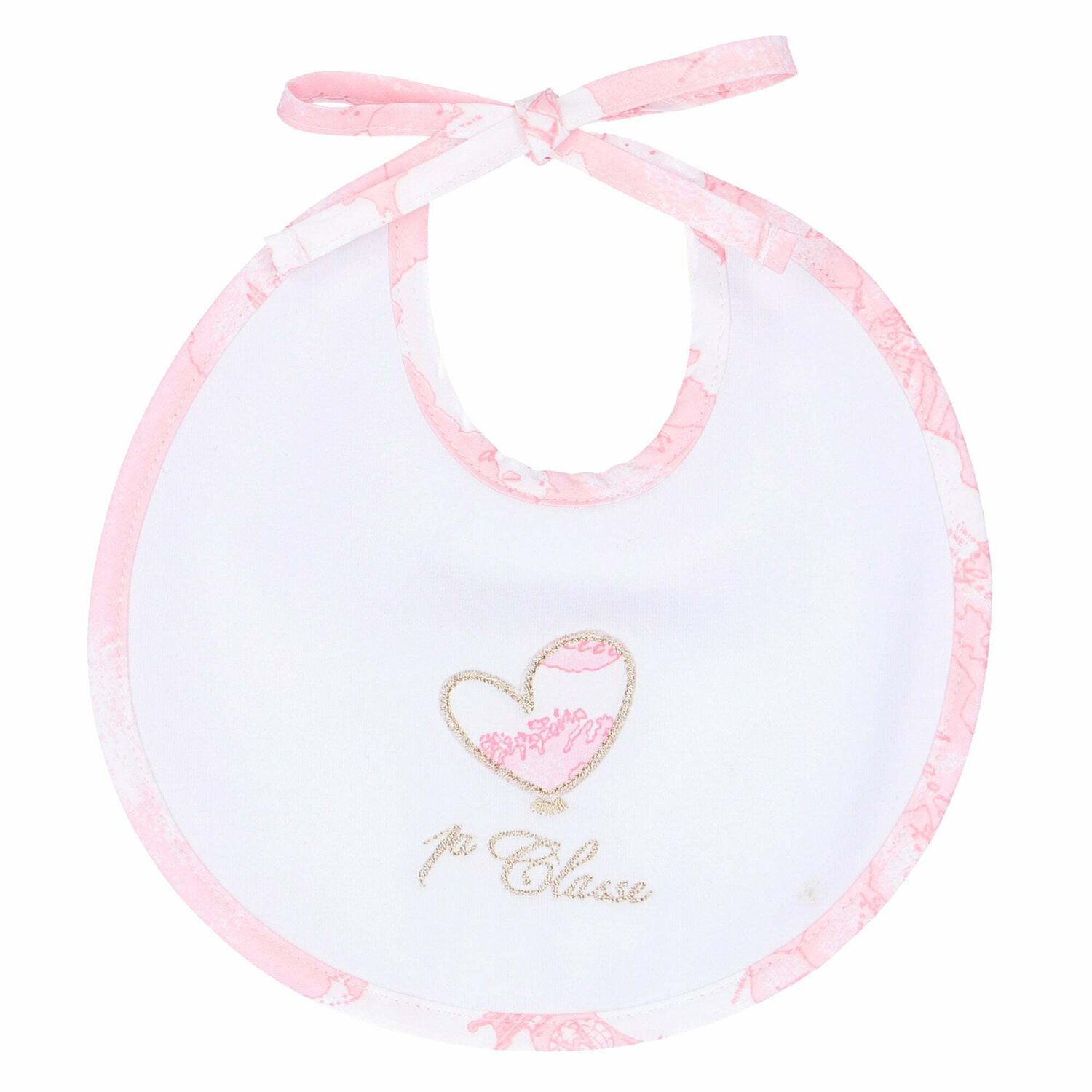 Baby Girls White & Pink Geo Map Bib, 1, hi-res image number null