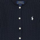 Girls Navy Blue Cable Knit Cardigan, 1, hi-res