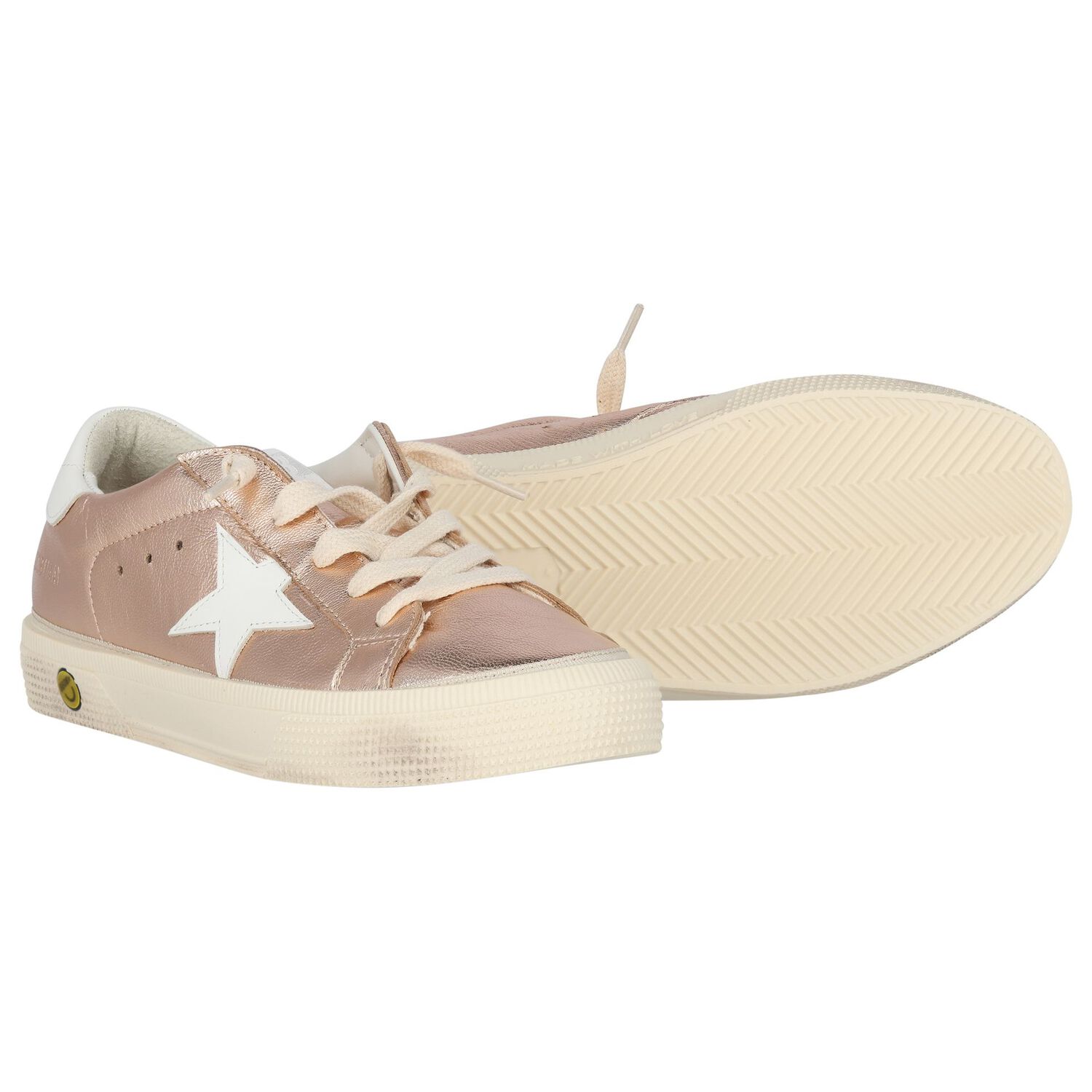 Girls Rose Gold Leather Trainers, 1, hi-res image number null