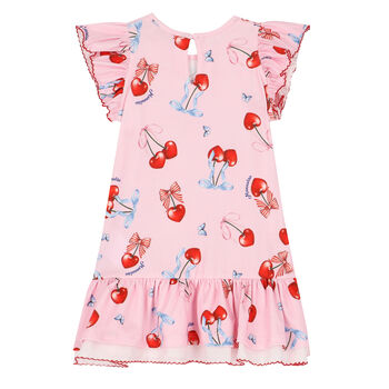 Younger Girls Pink Cherry Dress