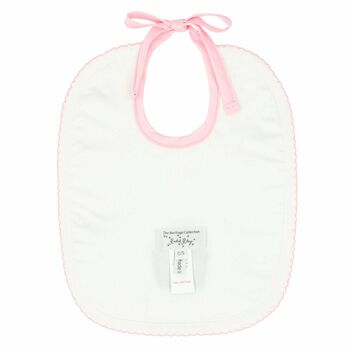 Baby White & Pink Embroidered Bib