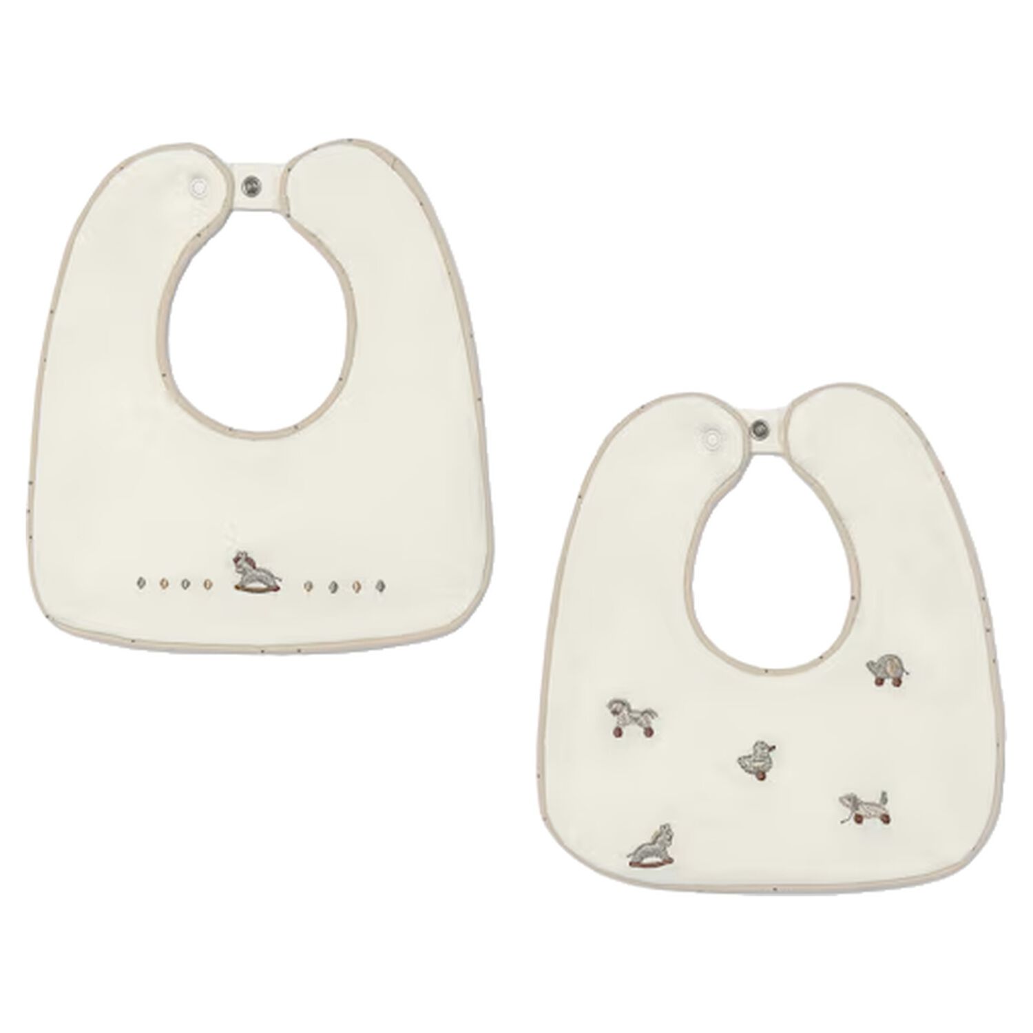 Ivory Embroidered Bibs ( 2 Pack ), 1, hi-res