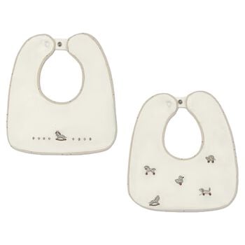Ivory Embroidered Bibs ( 2 Pack )