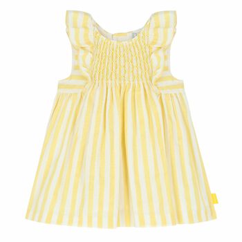 Girls White & Yellow Striped Dress